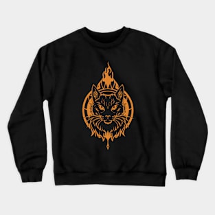 Wild Cat Feral Feline Fire Crewneck Sweatshirt